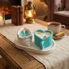 Dekoratif mum ve dekoratif tabak sunumluk  set