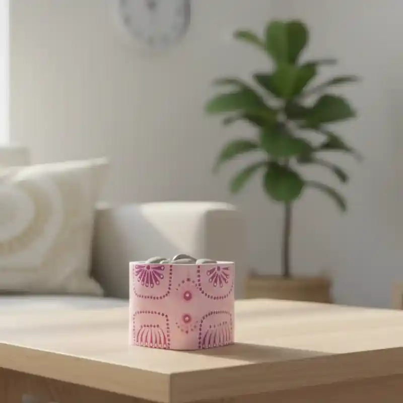 Etnik Desenli Pembe Dekoratif Sukulent Saksısı - GV Atelier - Görsel 3