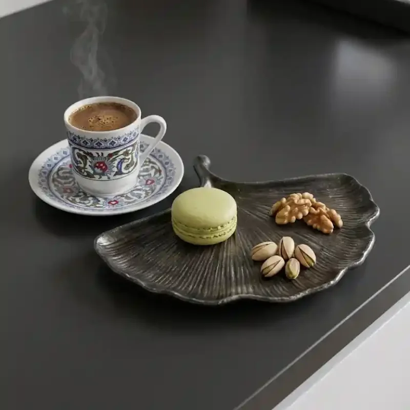 dekoratif sunum tabağı ginkgo yaprağı tasarım