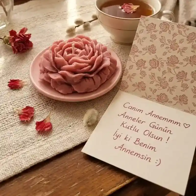 Anlamlı ve Estetik Anneler Günü Hediyesi: El Yapımı Gül Şeklinde Soya Mumu - GV Atelier - Görsel 2