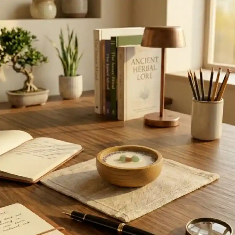Aventurin Taşlı Soya Wax Mum - Başak Burcu Mumu Şifa Serisi - GV Atelier - Görsel 1