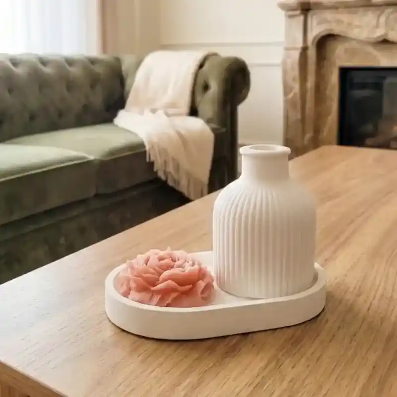 GV HOME Minimalist Dekoratif Vazo, Gül Mum ve Sunum Tablası Seti - GV Atelier - Görsel 1