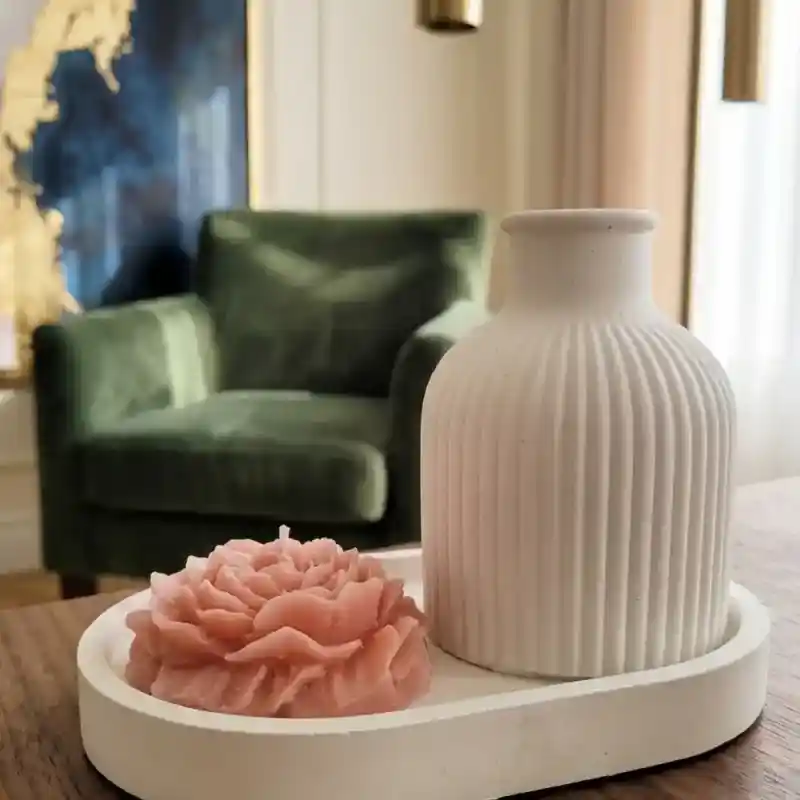 GV HOME Minimalist Dekoratif Vazo, Gül Mum ve Sunum Tablası Seti - GV Atelier - Görsel 2