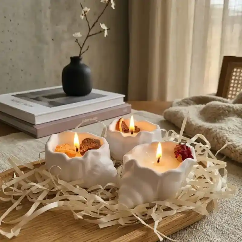 Özel Tasarım Deniz Kabuğu Dekoratif Mum - Minimalist Doğal Süslemeli Hediyelik Mum